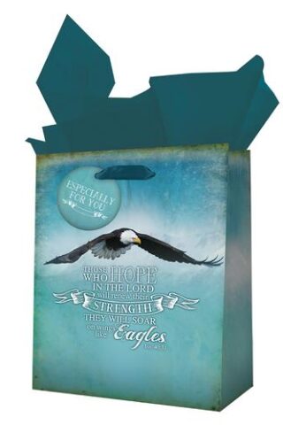 6006937120426 Blue Scripture Gift Bag w/Tissue Paper: On Wings Like Eagles - Isa. 40:31