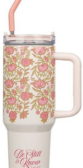 1220000326149 Be Still And Know Stainless Steel Tumbler With Straw Ps 46:10