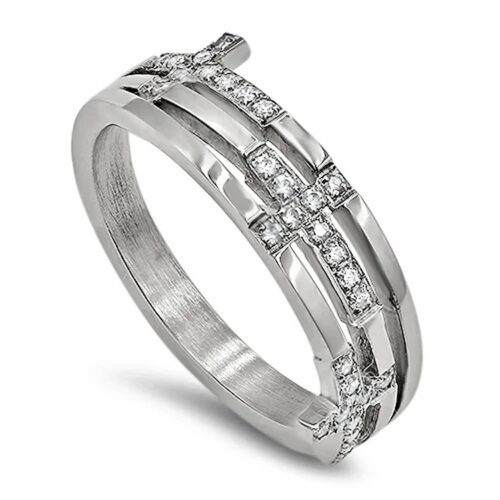363636994793 CZ Trinity Cross Guarded In Christ Jesus (Size 9 Ring)