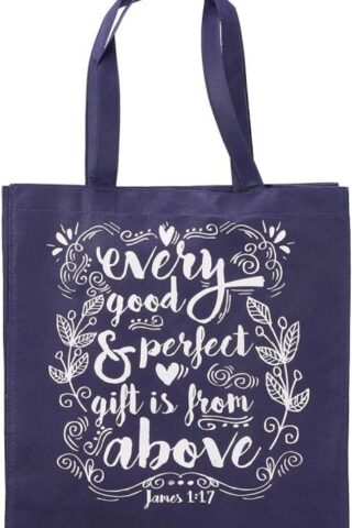 1220000130975 Every Good And Perfect Reusable Shopping Bag in Indigo - James 1:17