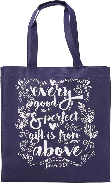 1220000130975 Every Good And Perfect Reusable Shopping Bag in Indigo - James 1:17