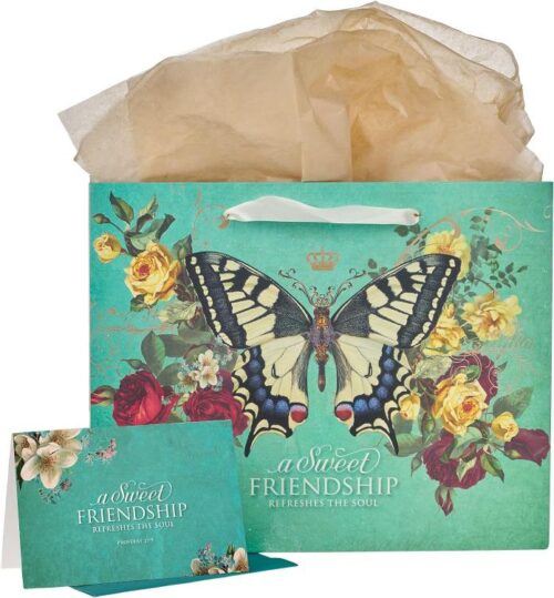 1220000321311 Large Landscape Scripture Gift Bag for Women & Friends w/Card & Tissue Paper Set