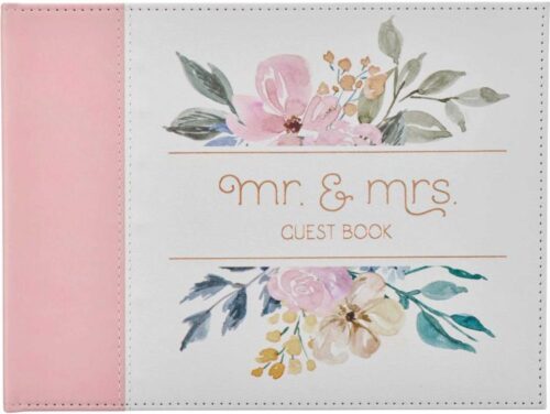 1220000321946 Mr. & Mrs. Floral Wedding Guest Book - We Love Because He First Loved Us - 1 Joh