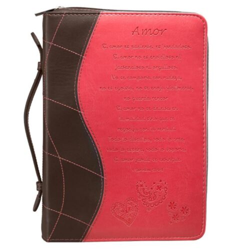 6006937114906 Pink «Amor» Bible / Book Cover - 1 Corinthians 13:4-8 (Large) (Spanish Edition