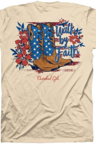 612978644492 Cherished Girl Walk By Faith Americana Boots (XL T-Shirt)