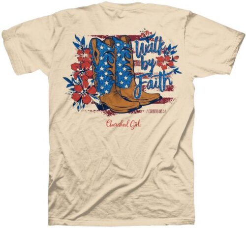 612978644492 Cherished Girl Walk By Faith Americana Boots (XL T-Shirt)