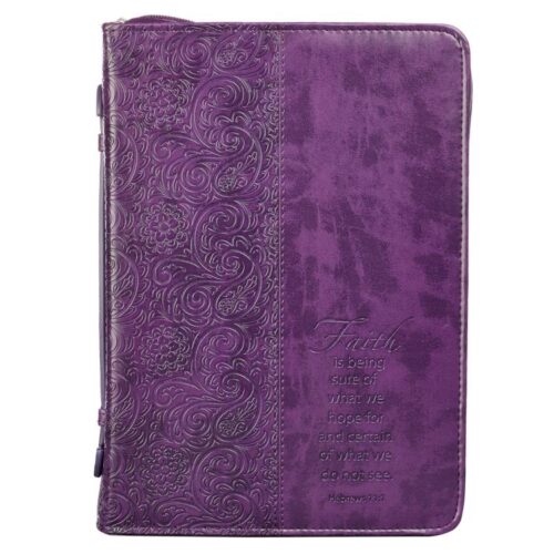 1220000130401 Purple Faux Leather Bible Cover for Women  Faith Purple Paisley- Hebrews 11:1  Z