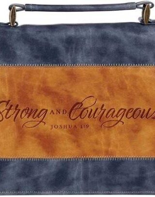 1220000324053 Classic Vegan Leather Bible Cover Carry Case for Men & Women: Strong & Courageou