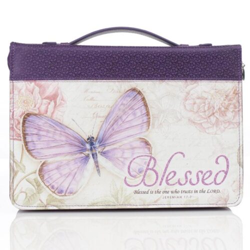 6006937131675 Purple Botanic Butterfly Blessings Fashion Bible Cover  Blessed Jeremiah 17:7  B