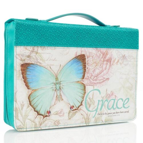 6006937131682 Teal Botanic Butterfly Blessings Fashion Bible Cover  Grace Ephesians 2:8  Bible