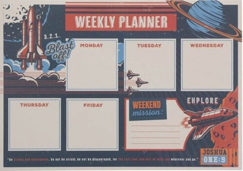 6006937170469 Large Undated A4 Weekly Daily Desk Planner Pad for Kids & Teens: Strong & Courag