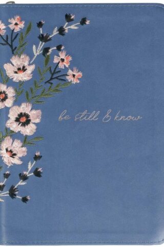 9781642725452 Classic Faux Leather Journal Be Still & Know Psalm 46:10 Blue Floral Embroidered