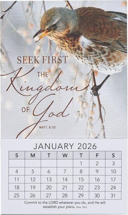 9781639528011 2026 Seek First Mini Magnetic Calendar - Matthew 3:33