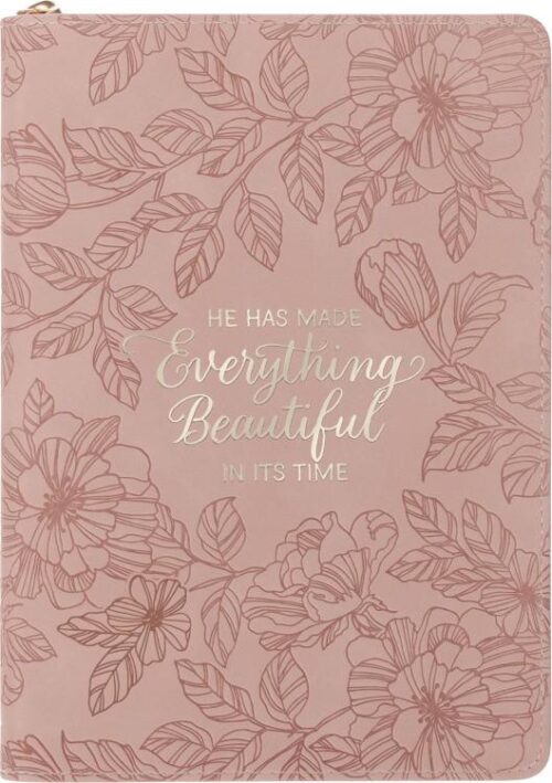 9798896780618 Everything Beautiful Blush Floral Journal With Zipper Closure Ecclesiastes