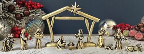 785525320474 Nativity Set Mini 11 Piece Metal