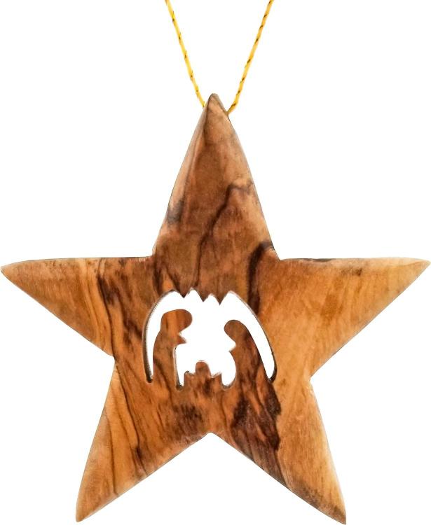 091952695024 3D Olive Wood Bethlehem Star Nativity Manger (Ornament)