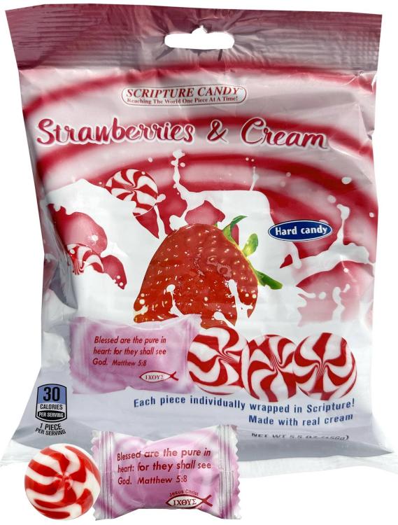 641520044657 Strawberries And Cream Hard Candy Bag 25 Pieces