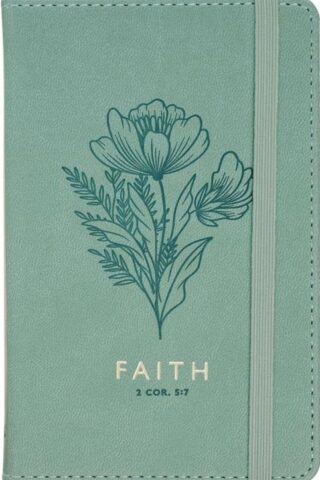 1220000721067 Faith Teal Notebook With Elastic Band Closure 2 Corinthians 5:7