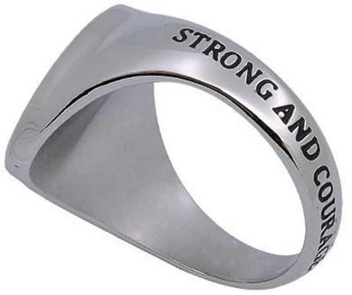 528151111982 R2 Shield Cross Strong And Courageous (Size 8 Ring)