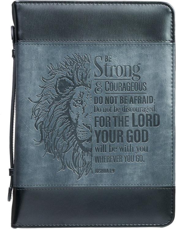 1220000137325 Men's Classic Bible Cover Be Strong and Courageous Lion Joshua 1:9