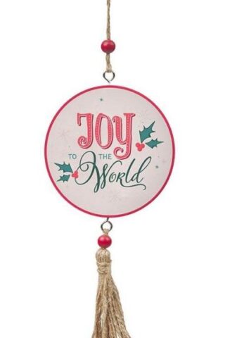 1220000329218 Small Festive Decorative Round Medallion Christmas Ornament with Tassel: Joy to