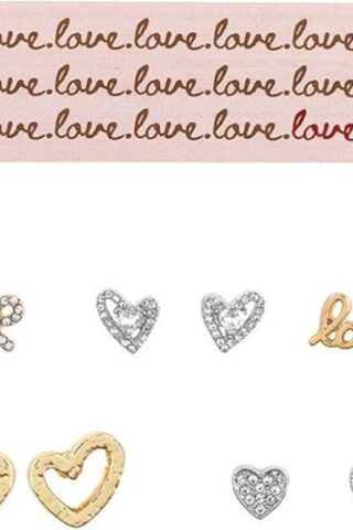 195002604377 Mini Bling 5 Pair Set In Decorated Pinewood Box I Just Love You (Earring)