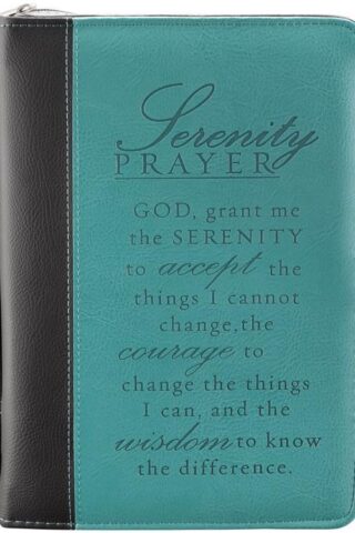 6006937079373 Teal Faux Leather Bible Cover for Women Inspirational Serenity Prayer Zippered