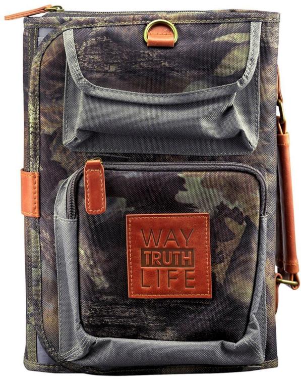 6006937120860 Tri-Fold Realtree Camo Bible / Book Organizer w/Way-Truth-Life" Badge (Large) C"