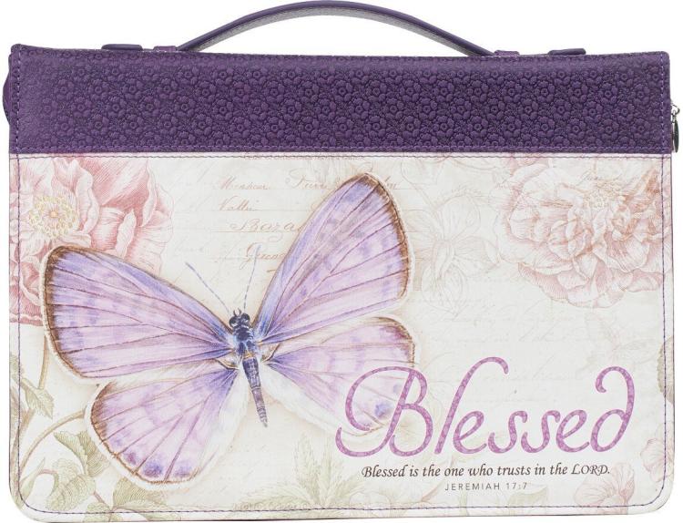 6006937131668 Purple Botanic Butterfly Blessings Fashion Bible Cover Blessed Jeremiah 17:7 B