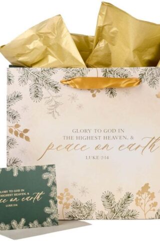6006937153912 Christmas Holiday Landscape Style Gift Bag Set w/Festive Greeting Card & Tissue