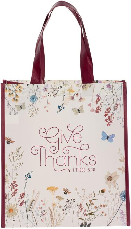 6006937155992 Reusable Fashion Shopping Tote Bag for Women: Give Thanks - 1 Thessalonians 5:18