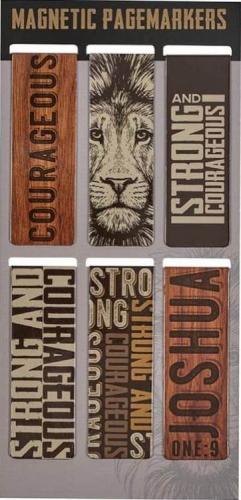 6006937156760 Magnetic Scripture Bookmark/Pagemarker Set for Men: Strong & Courageous Lion - S