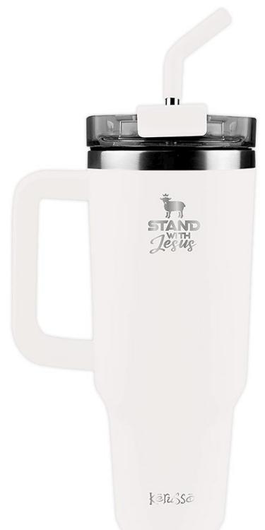612978654101 Stand With Jesus Stainless Steel Mug With Straw
