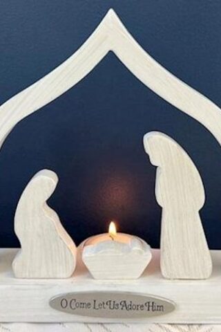 785525320825 Nativity Candle Holder With LED Tea Light