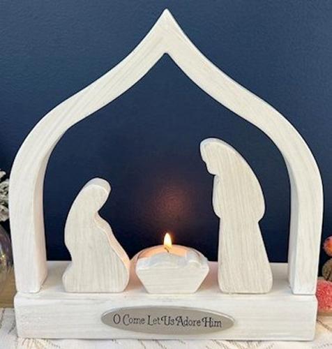 785525320825 Nativity Candle Holder With LED Tea Light