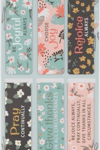 6006937174573 Joy Mint Floral Magnetic Bookmark Set 1 Thessalonians 5:16-18