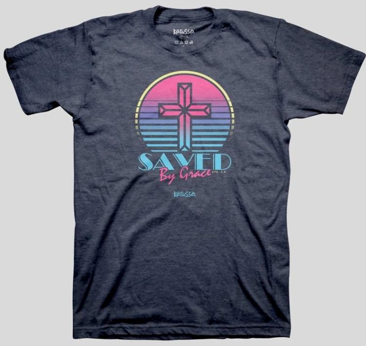 612978661161 Kerusso Womens Saved By Grace Cross (Large T-Shirt)