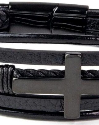 724376539796 Leather Multi Band With Cross (Bracelet/Wristband)
